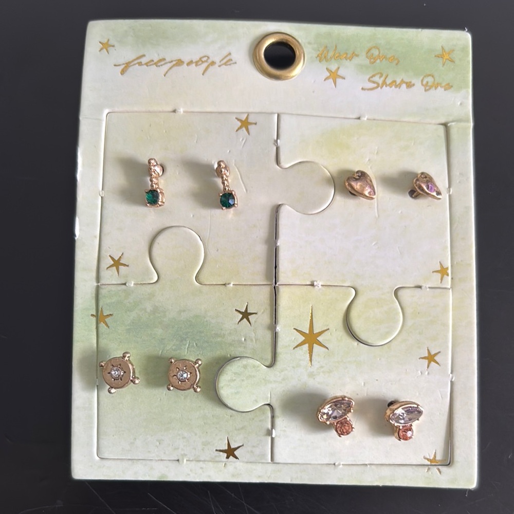 Free People Gold and Green Earrings Collection